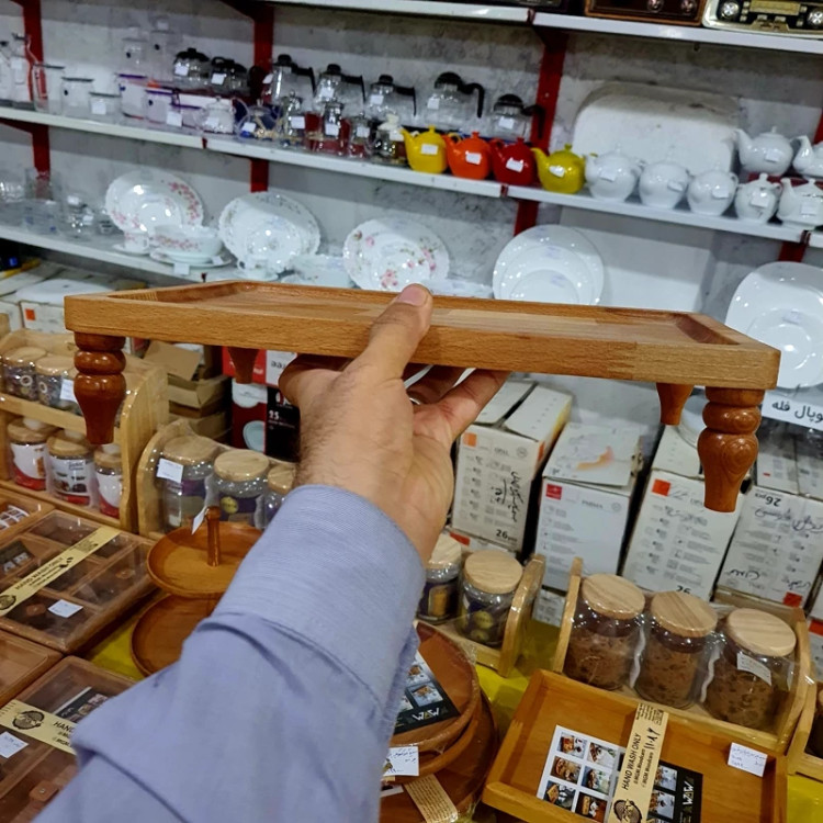 سینی چوبی پایه دار رایز با چوب راش گرجستانی کد 11064