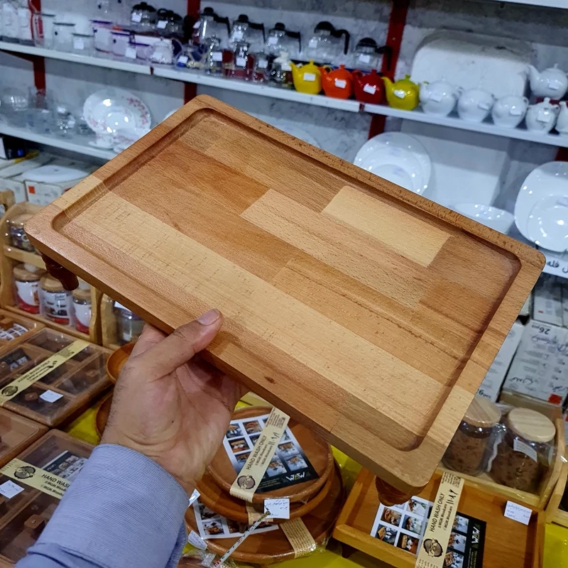 سینی چوبی پایه دار رایز با چوب راش گرجستانی کد 11064