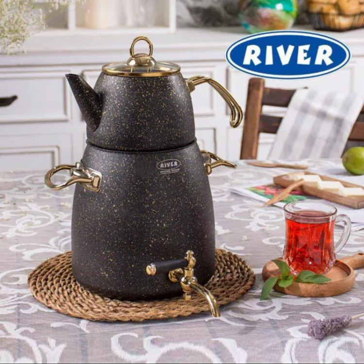 کتری و قوری گرانیتی 4 لیتر RIVER مدل 5832 مشکی با ارسال رایگان