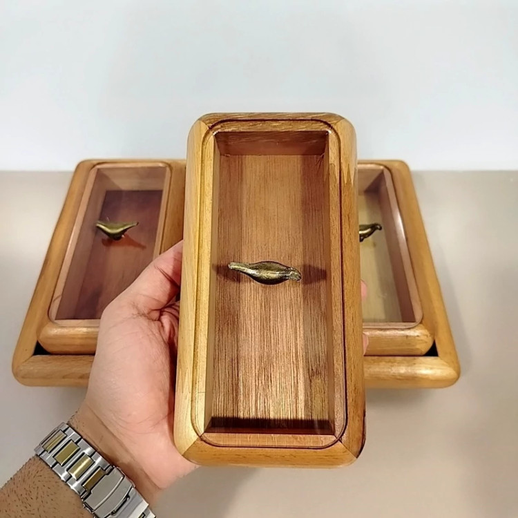 جعبه پذیرایی یا تی بگ چوبی مدل 11056 سه خانه