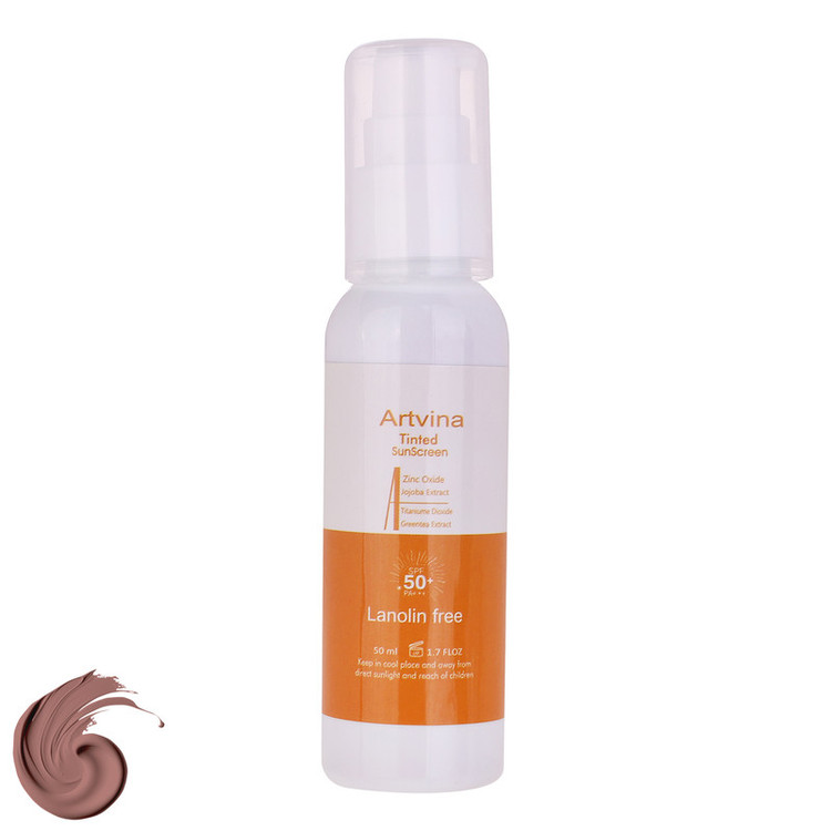 کرم ضد آفتاب رنگی آرت وینا SPF 50 مدل زینک اکساید محافظ UVA ، UVB مناسب انواع پوست حجم 50 میلیلیتر