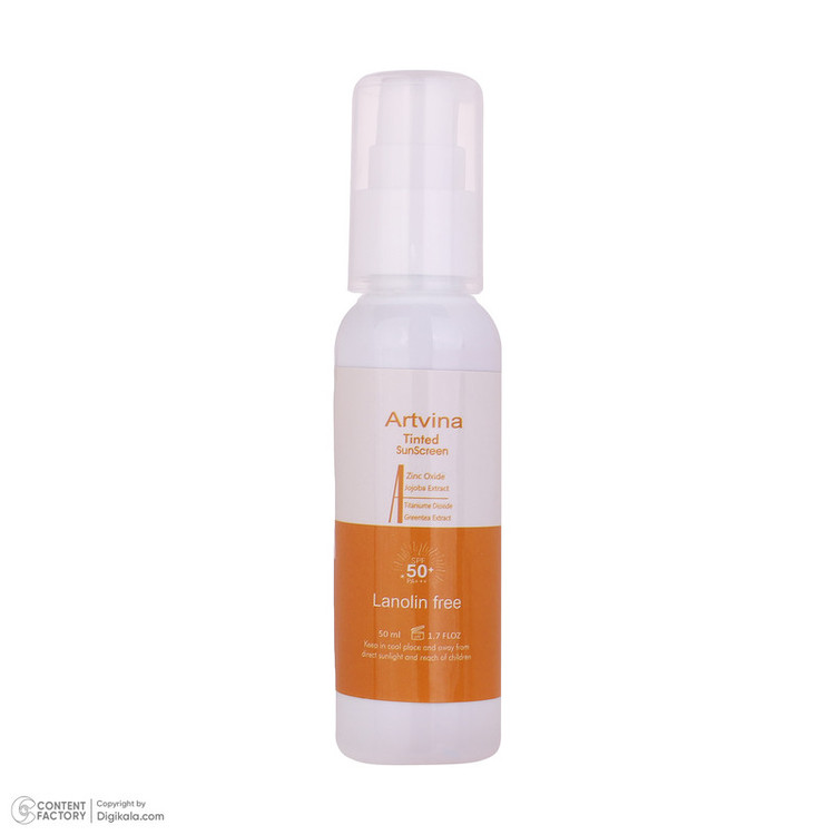 کرم ضد آفتاب رنگی صورت و بدن آرت وینا SPF50 مدل COVER و PA+++ مناسب انواع پوست حجم 50 میلیلیتر