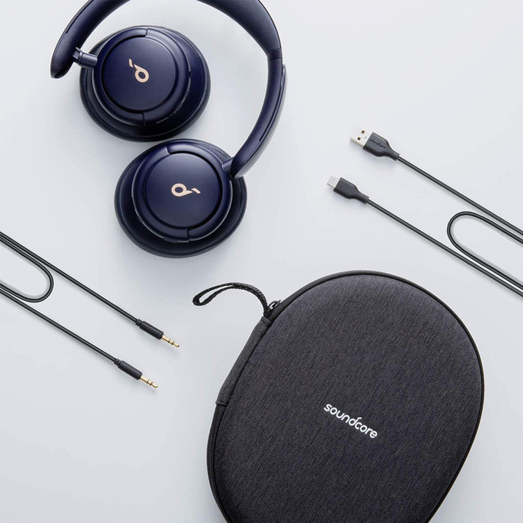 هدفون بلوتوثی انکر مدل SoundCore Life Q30 با نویز کنسلینگ فعال (ANC)، درگاه شارژ USB Type-C، دارای میکروفون دوگانه با حذف نویز، مجهز به فناوری Hi-Res Audio، دارای حالت Transparency برای شنیدن صدای محیط