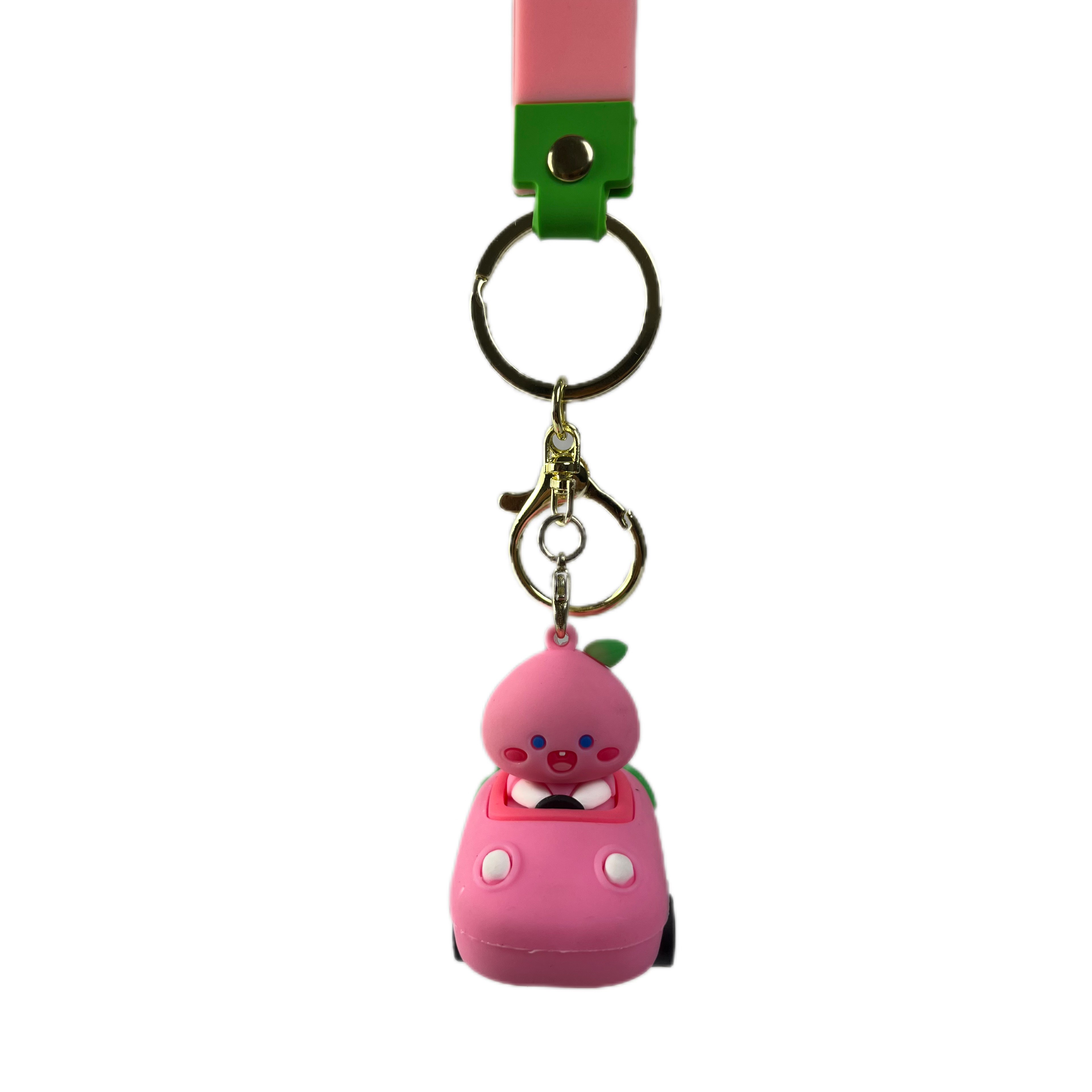 جاسوییچی و جاکلیدی سیلیکونی و ماشین عقب کش طرح Peach Family صورتی