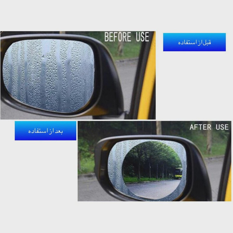 برچسب و محافظ ضد بخار شیشه آینه بغل خودرو مدل دایره سایز 100 100 میلی متر (بسته 2عددی)