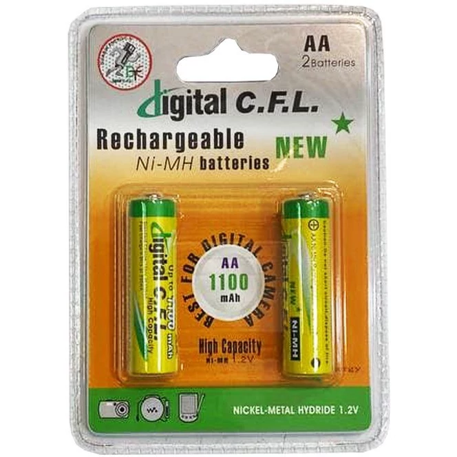 باتری قلمی شارژی digital C.F.L AA 1100 MAh (بسته 2عددی)