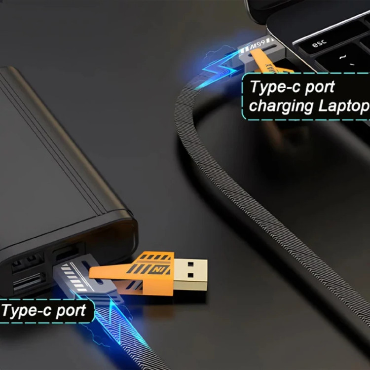 کابل تبدیل USB / USB-C به USB-C / لایتنینگ توزو مدل 4IN1 Flat Wire