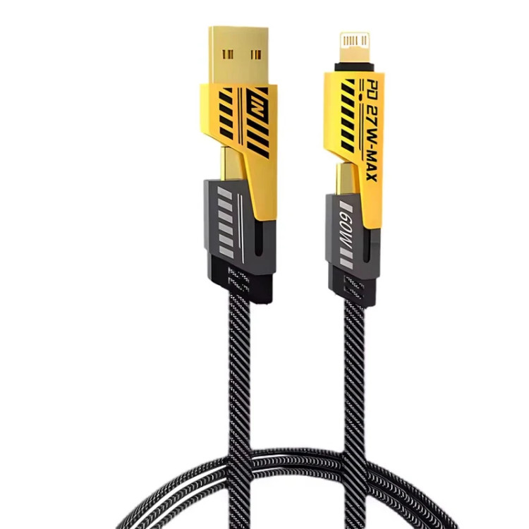 کابل تبدیل USB / USB-C به USB-C / لایتنینگ توزو مدل 4IN1 Flat Wire