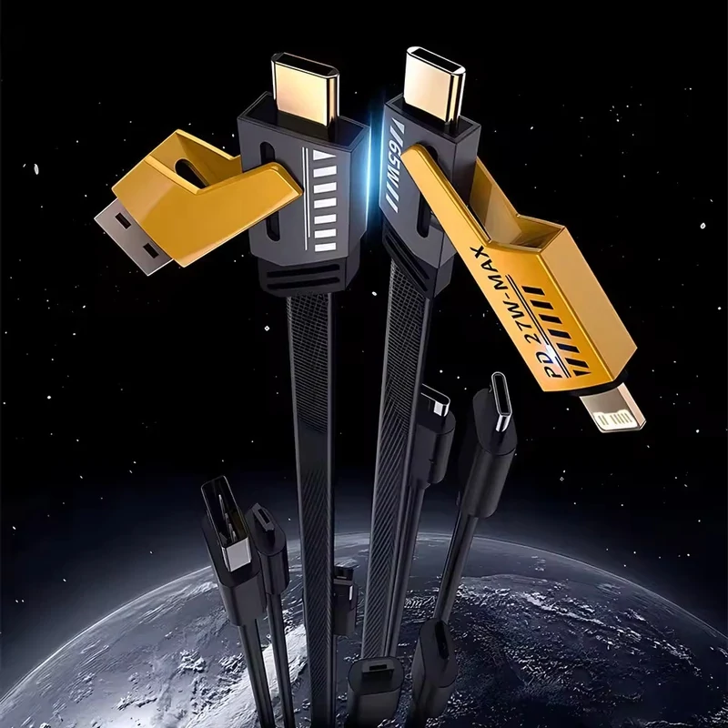 کابل تبدیل USB / USB-C به USB-C / لایتنینگ توزو مدل 4IN1 Flat Wire