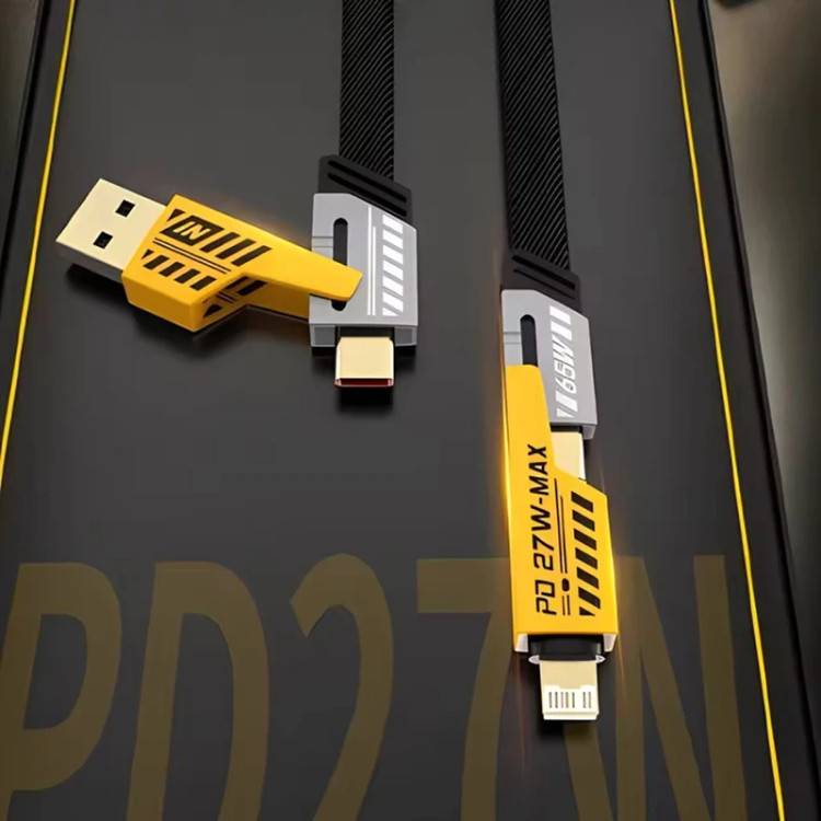 کابل تبدیل USB / USB-C به USB-C / لایتنینگ توزو مدل 4IN1 Flat Wire