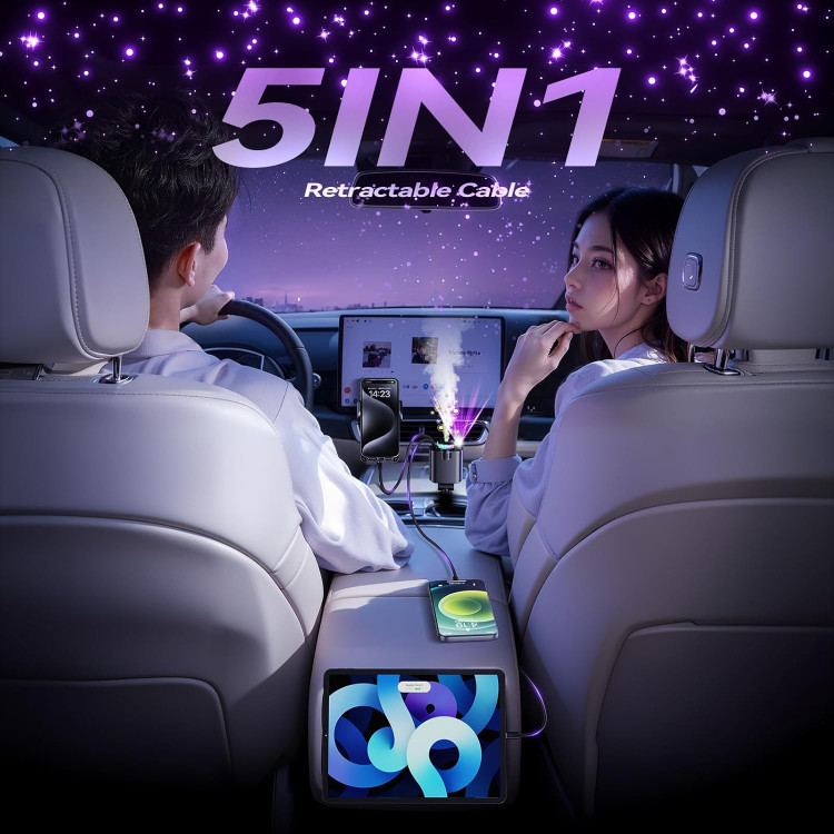 شارژر فندکی 5 کاره خودرو STARLIGHT CAR CHARGER مدل D1