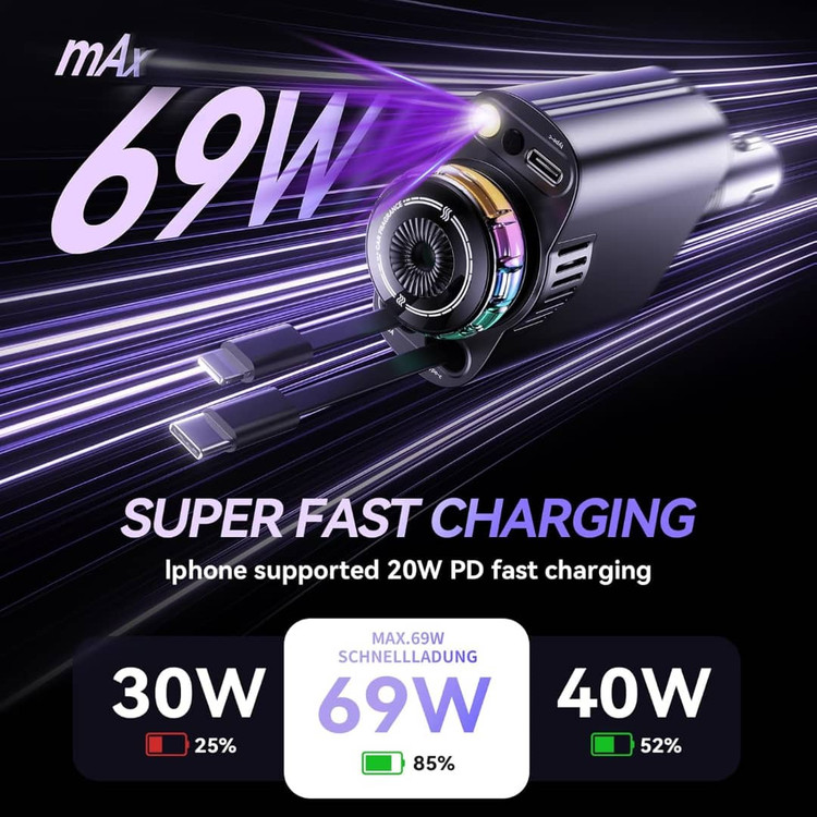 شارژر فندکی 5 کاره خودرو STARLIGHT CAR CHARGER مدل D1