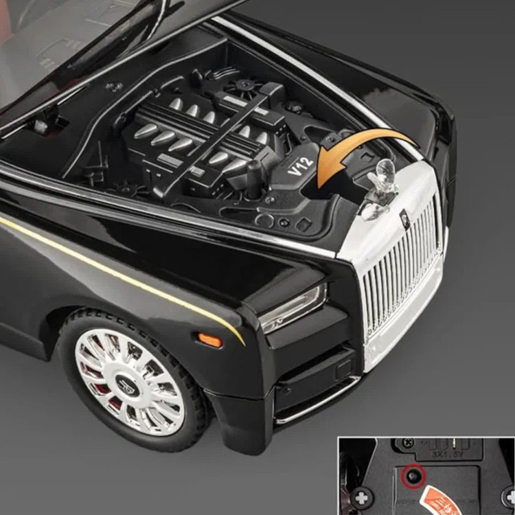 ماکت ماشین بازی ناب سل مدل رولزرویس سقف کهکشانی فلزی موزیکال کد Rolls-Royce scale 1:18