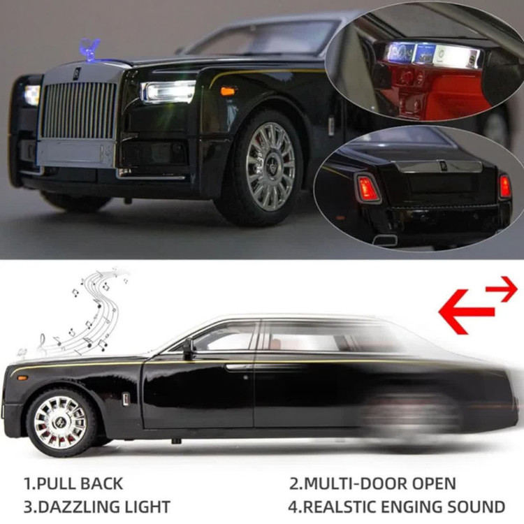 ماکت ماشین بازی ناب سل مدل رولزرویس سقف کهکشانی فلزی موزیکال کد Rolls-Royce scale 1:18