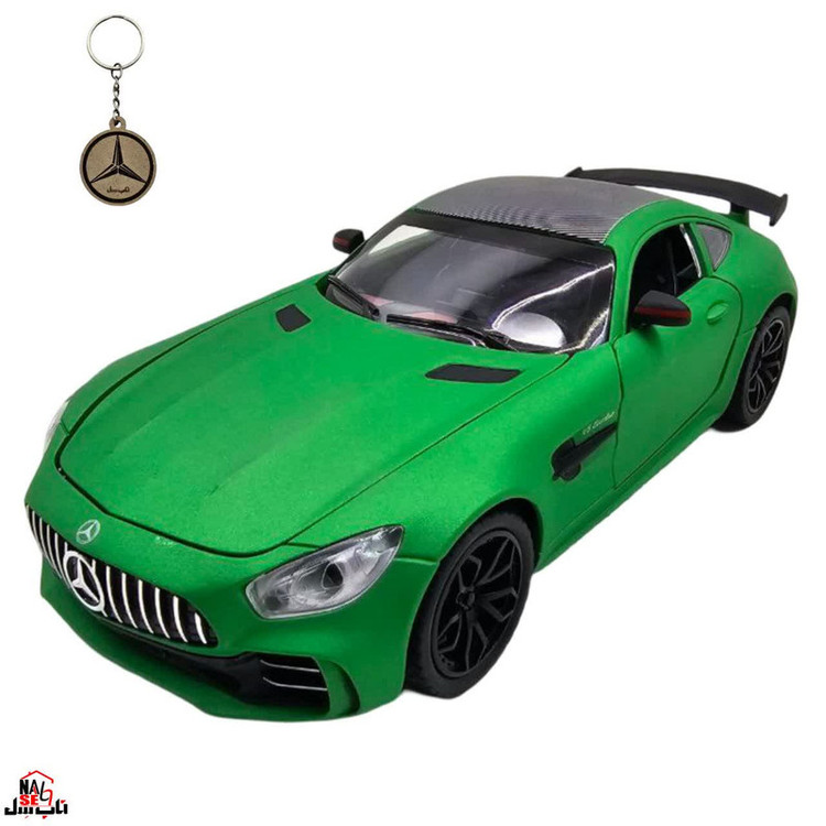 ماکت ماشین ناب سل مدل مرسدس بنز چه ژی دودزا فلزی اسپرت چراغدار موزیکال MERCDES BENZ AMG GTR NAAB001 به همراه جاسوییچی