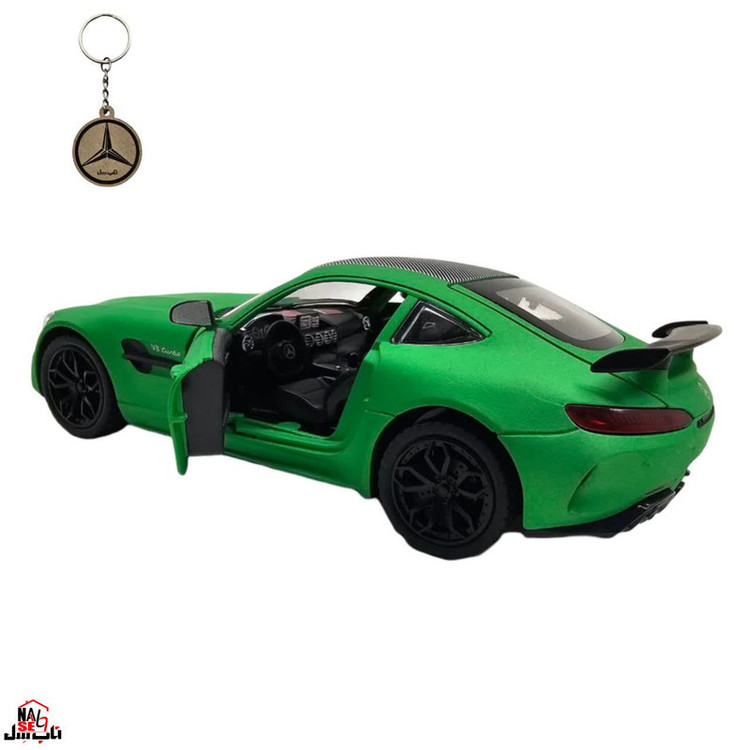 ماکت ماشین ناب سل مدل مرسدس بنز چه ژی دودزا فلزی اسپرت چراغدار موزیکال MERCDES BENZ AMG GTR NAAB001 به همراه جاسوییچی
