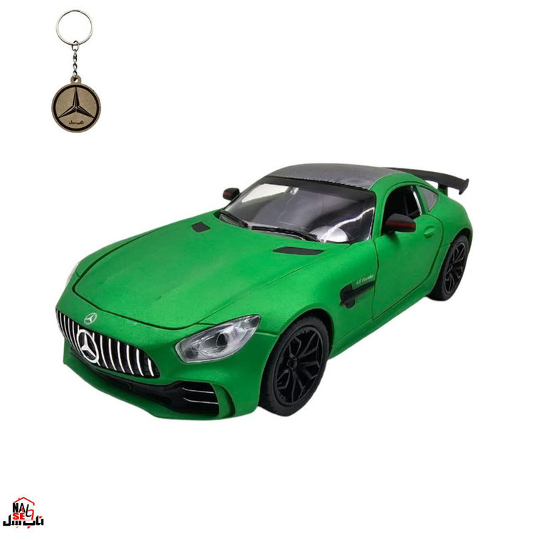 ماکت ماشین ناب سل مدل مرسدس بنز چه ژی دودزا فلزی اسپرت چراغدار موزیکال MERCDES BENZ AMG GTR NAAB001 به همراه جاسوییچی