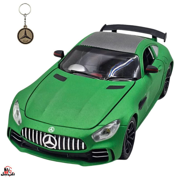 ماکت ماشین ناب سل مدل مرسدس بنز چه ژی دودزا فلزی اسپرت چراغدار موزیکال MERCDES BENZ AMG GTR NAAB001 به همراه جاسوییچی