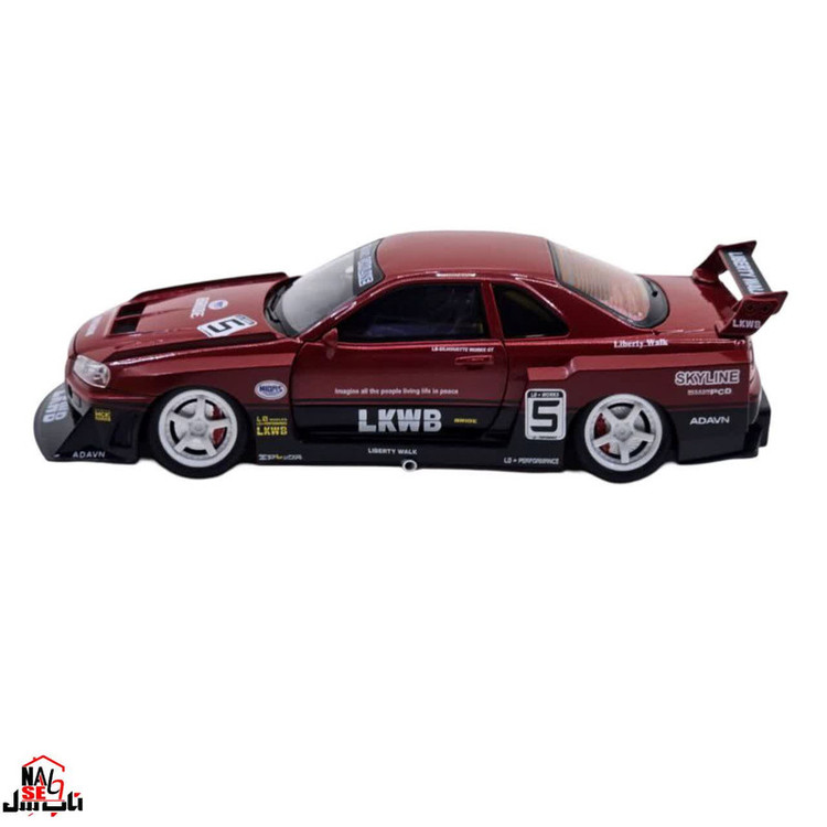 ماکت ماشین ناب سل مدل نیسان جی تی آر اسکای لاین فلزی رالی مسابقه ای اسپرت موزیکال چراغدار NISSAN SKYLINE GTR1:24 NAAB001