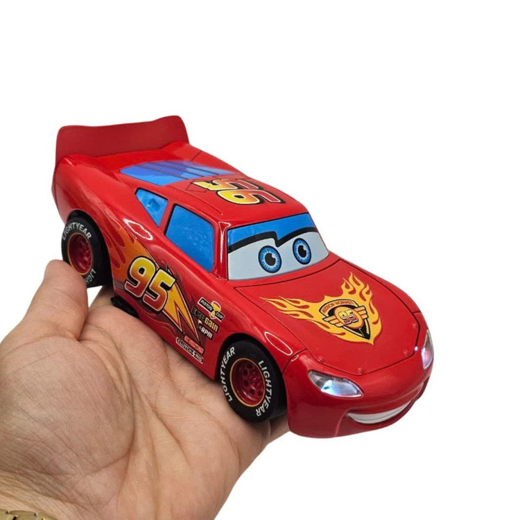 ماکت ماشین ناب سل مدل مک کوئین فلزی چراغدار موزیکال کد McQueen Metal Light-Up Musical به همراه استند