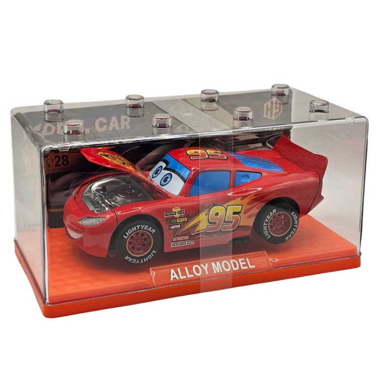 ماکت ماشین ناب سل مدل مک کوئین فلزی چراغدار موزیکال کد McQueen Metal Light-Up Musical به همراه استند