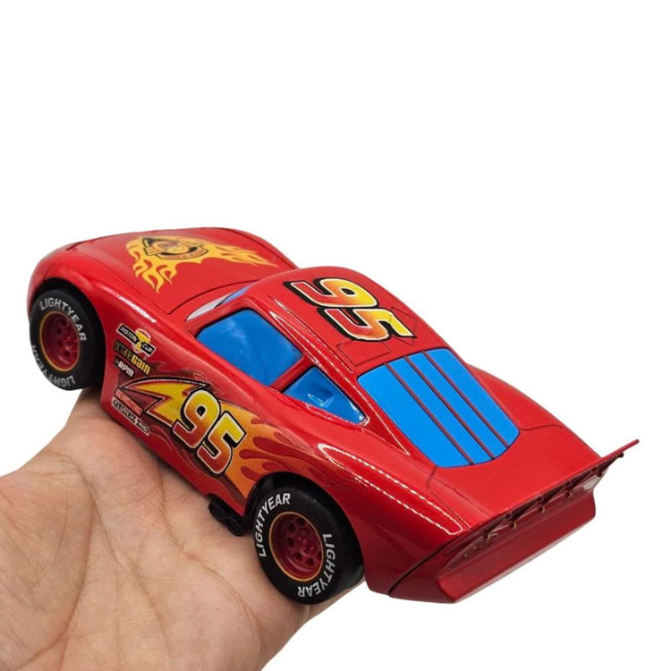 ماکت ماشین ناب سل مدل مک کوئین فلزی چراغدار موزیکال کد McQueen Metal Light-Up Musical به همراه استند