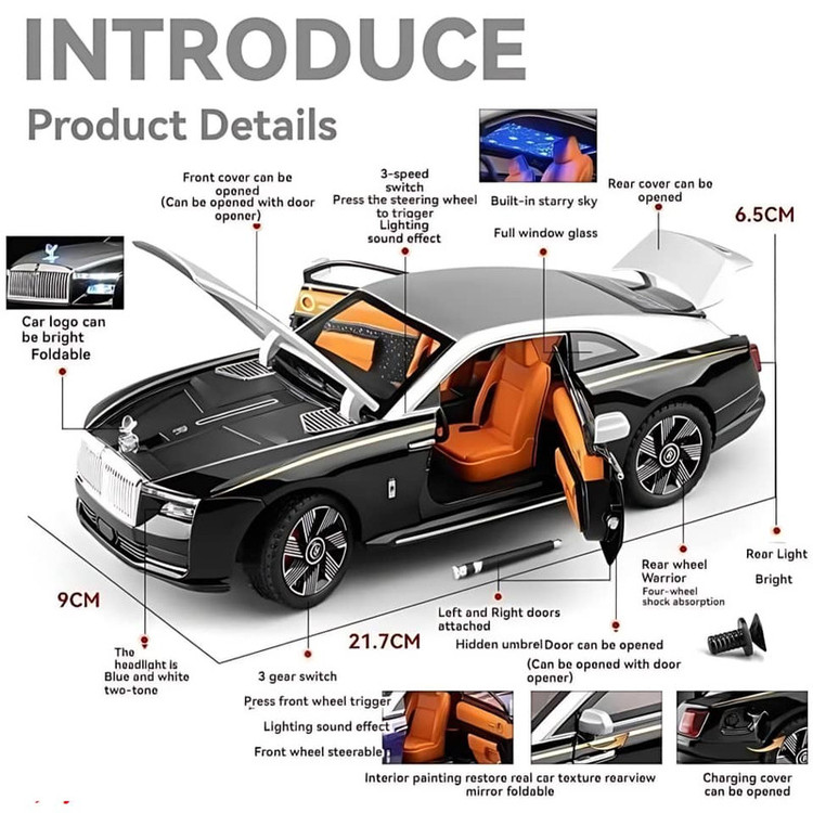 ماکت ماشین ناب سل مدل رولزرویس سقف کهکشانی ROLLS ROYCE