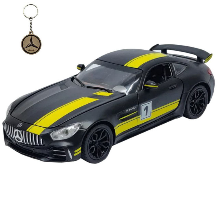 ماکت ماشین ناب سل مدل مرسدس بنز چه ژی دودزا فلزی اسپرت چراغدار موزیکال MERCDES BENZ AMG GTR NAAB002 به همراه جاسوییچی
