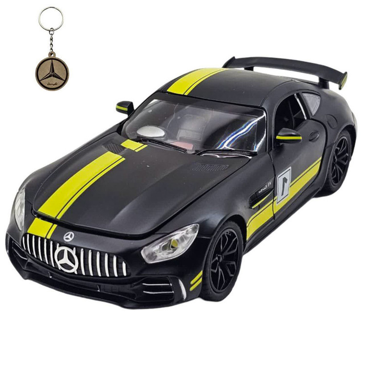 ماکت ماشین ناب سل مدل مرسدس بنز چه ژی دودزا فلزی اسپرت چراغدار موزیکال MERCDES BENZ AMG GTR NAAB002 به همراه جاسوییچی