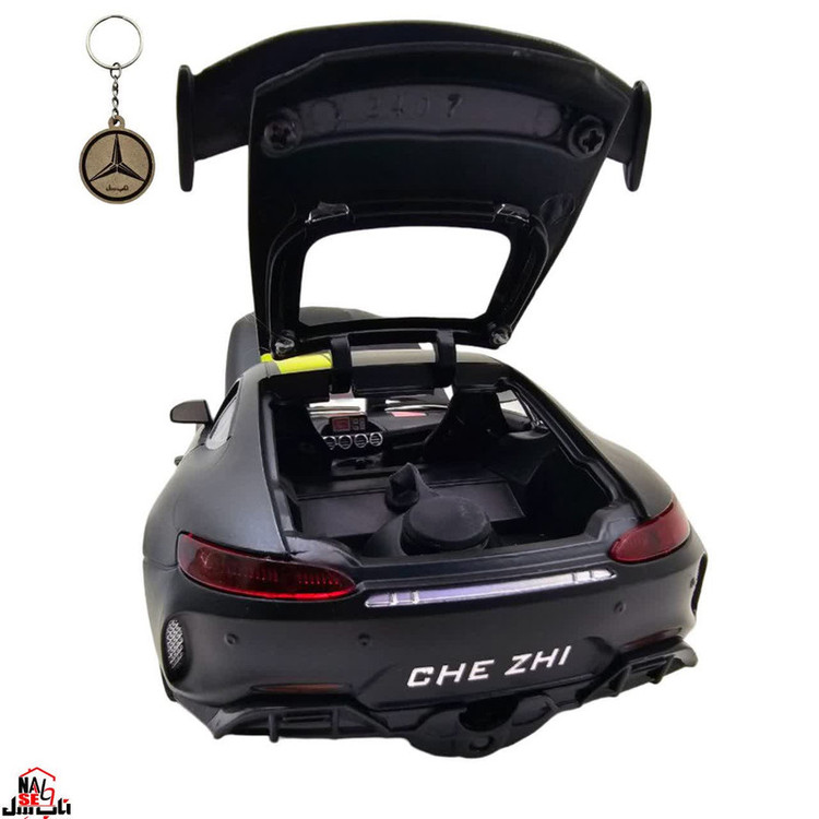 ماکت ماشین ناب سل مدل مرسدس بنز چه ژی دودزا فلزی اسپرت چراغدار موزیکال MERCDES BENZ AMG GTR NAAB002 به همراه جاسوییچی