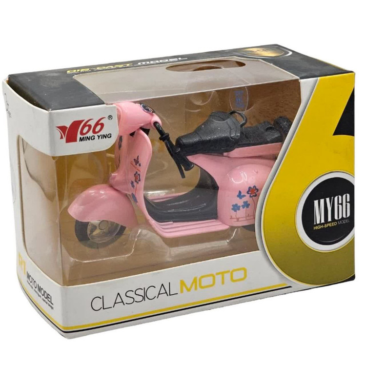 موتور بازی ناب سل مدل وسپا فلزی موزیکال چراغدار فانتزی کد Vespa metal toy motorbike with lights and music naab002
