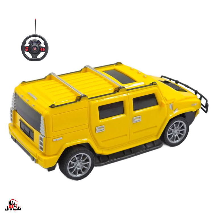 ماشین بازی کنترلی ناب سل مدل هامر شارژی پدال دار فرمانی چراغ دار همراه با چراغ راهنمایی Rechargeable hammer yl with pedals, illuminated steering wheel and traffic lights