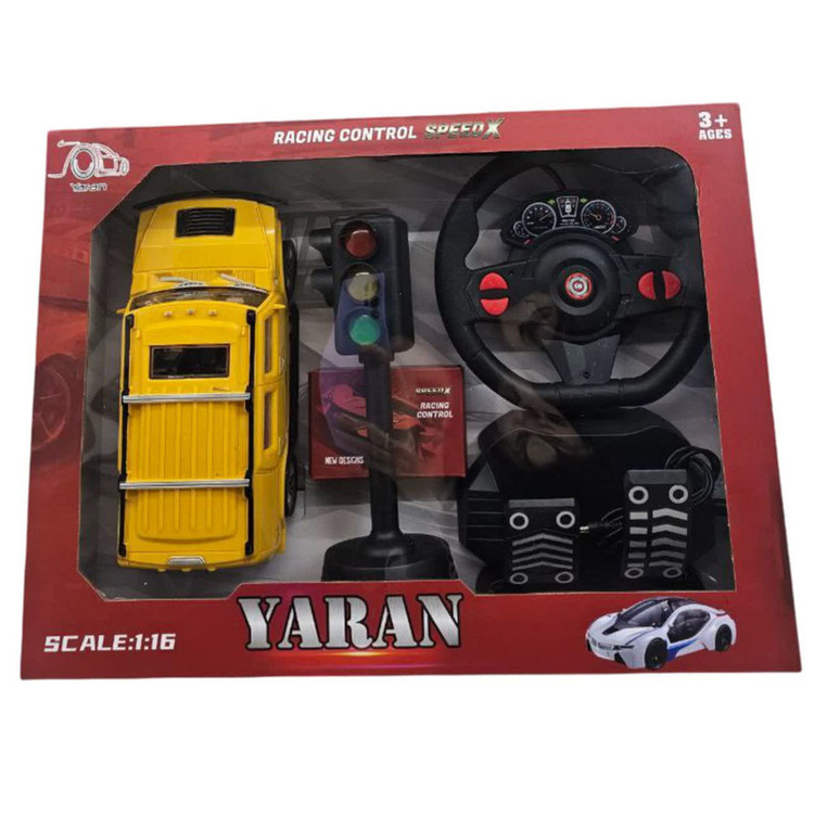 ماشین بازی کنترلی ناب سل مدل هامر شارژی پدال دار فرمانی چراغ دار همراه با چراغ راهنمایی Rechargeable hammer yl with pedals, illuminated steering wheel and traffic lights