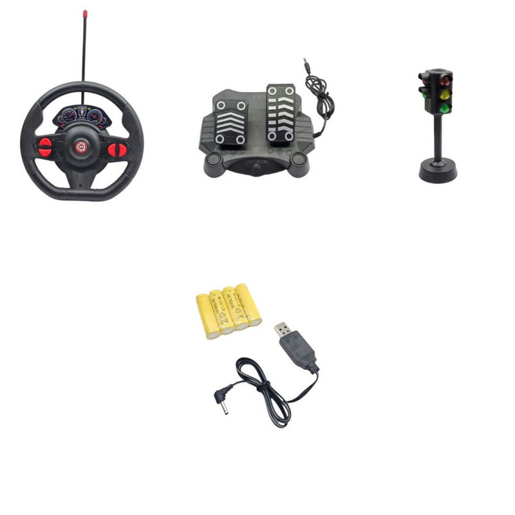 ماشین بازی کنترلی ناب سل مدل هامر شارژی پدال دار فرمانی چراغ دار همراه با چراغ راهنمایی Rechargeable hammer yl with pedals, illuminated steering wheel and traffic lights