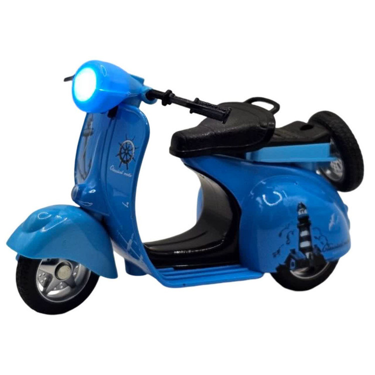 موتور بازی ناب سل مدل وسپا فلزی موزیکال چراغدار فانتزی کد Vespa metal toy motorbike with lights and music naab001