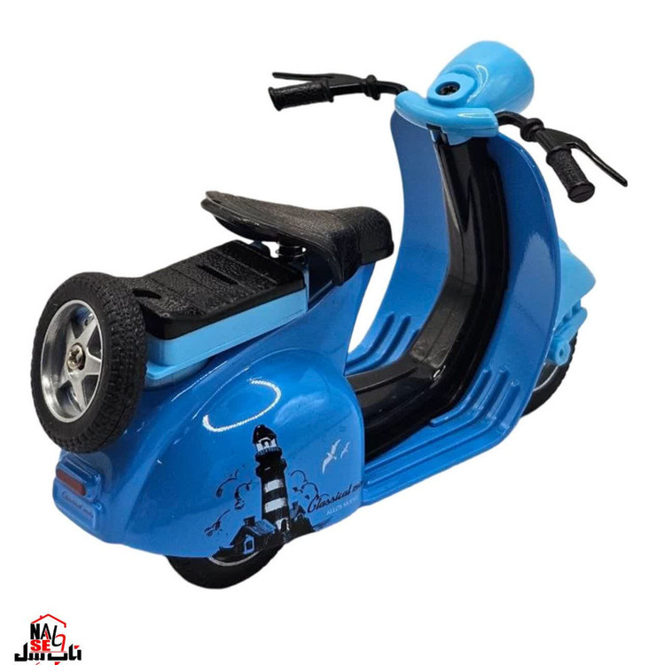 موتور بازی ناب سل مدل وسپا فلزی موزیکال چراغدار فانتزی کد Vespa metal toy motorbike with lights and music naab001
