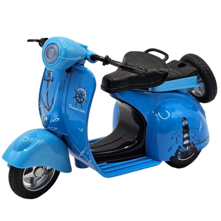 موتور بازی ناب سل مدل وسپا فلزی موزیکال چراغدار فانتزی کد Vespa metal toy motorbike with lights and music naab001