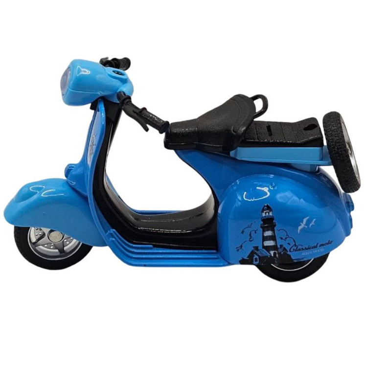 موتور بازی ناب سل مدل وسپا فلزی موزیکال چراغدار فانتزی کد Vespa metal toy motorbike with lights and music naab001