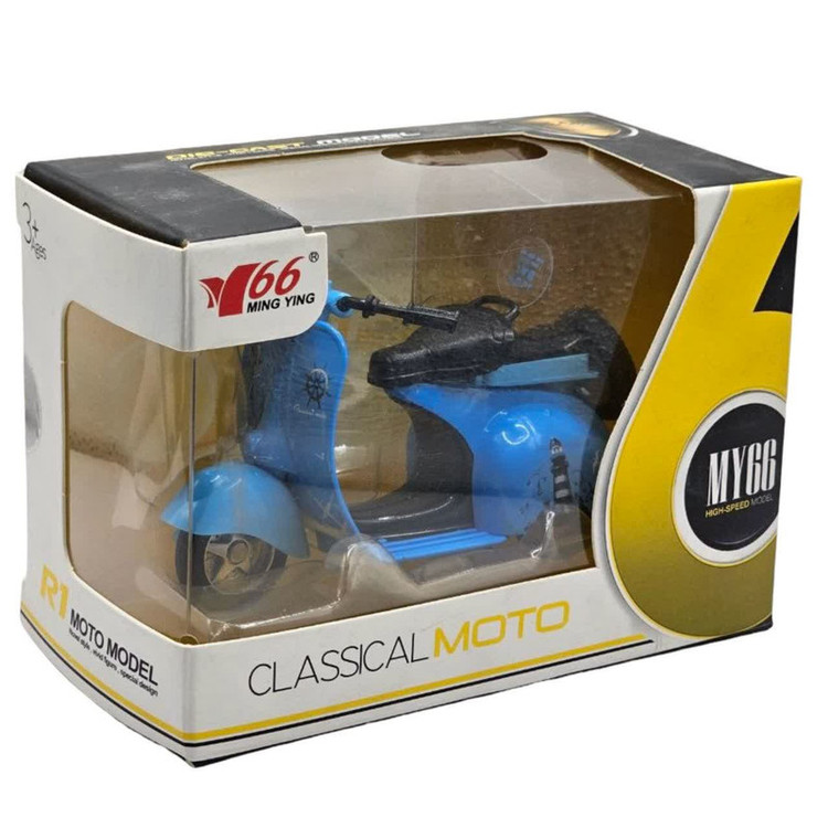 موتور بازی ناب سل مدل وسپا فلزی موزیکال چراغدار فانتزی کد Vespa metal toy motorbike with lights and music naab001
