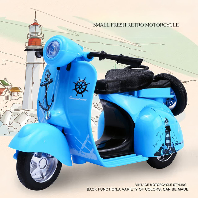 موتور بازی ناب سل مدل وسپا فلزی موزیکال چراغدار فانتزی کد Vespa metal toy motorbike with lights and music naab001
