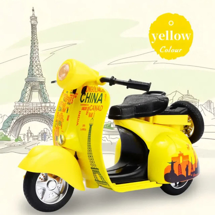 موتور بازی ناب سل مدل وسپا فلزی موزیکال چراغدار فانتزی کد Vespa metal toy motorbike with lights and music naab003