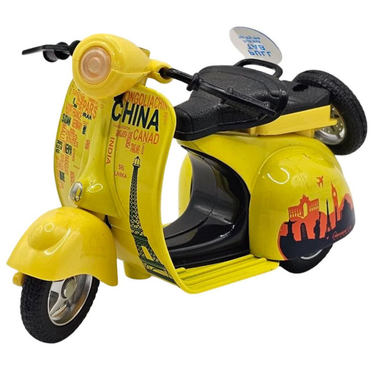 موتور بازی ناب سل مدل وسپا فلزی موزیکال چراغدار فانتزی کد Vespa metal toy motorbike with lights and music naab003