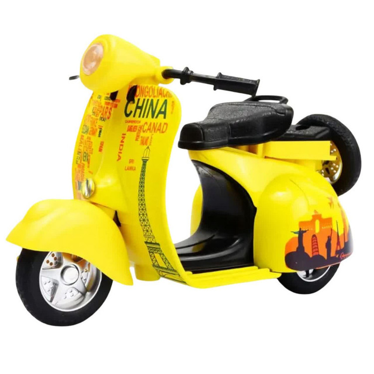 موتور بازی ناب سل مدل وسپا فلزی موزیکال چراغدار فانتزی کد Vespa metal toy motorbike with lights and music naab003