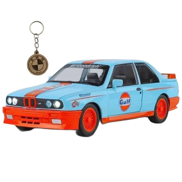 ماکت ماشین ناب سل مدل بی ام و فلزی چراغدار BMW E30 M3 NAAB002 به همراه جاسوییچی