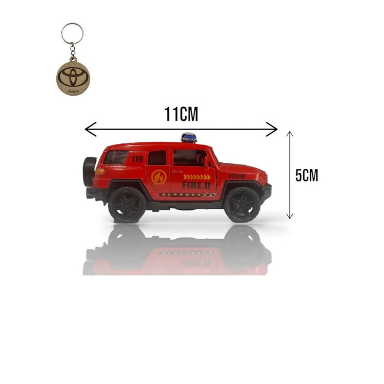 ماکت ماشین ناب سل مدل تویوتا اف جی کروزر آتش نشانی موزیکال فلزی TOYOTA FJ CRUISER به همراه جاسوییچی