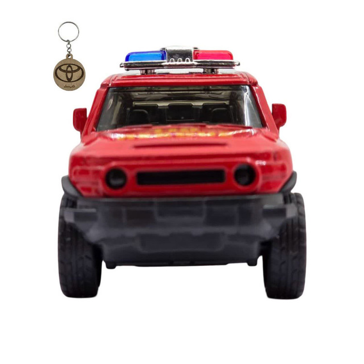 ماکت ماشین ناب سل مدل تویوتا اف جی کروزر آتش نشانی موزیکال فلزی TOYOTA FJ CRUISER به همراه جاسوییچی