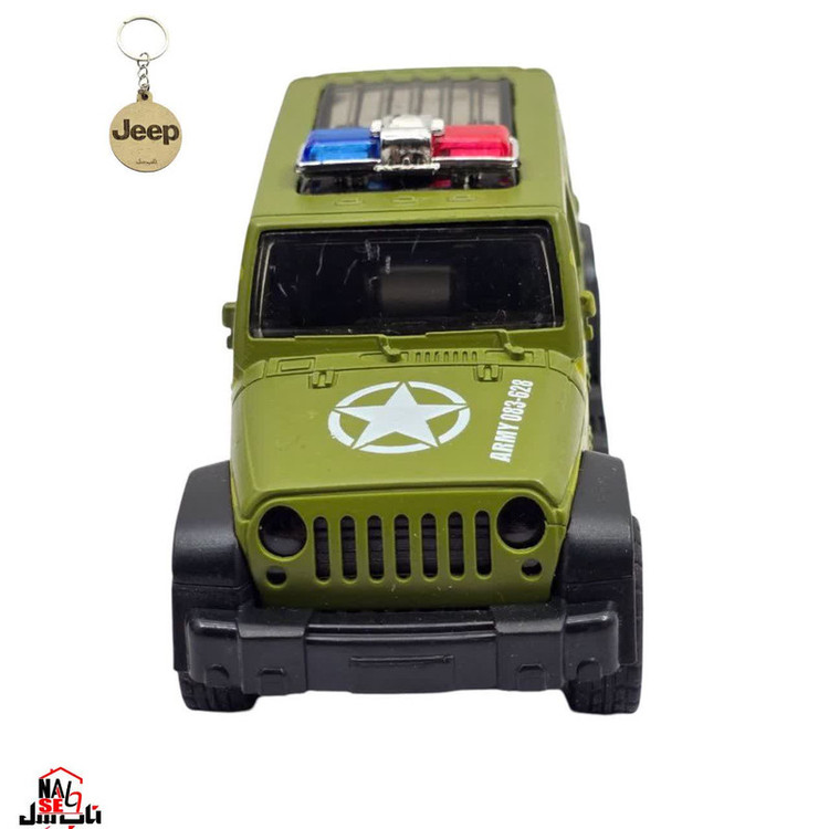 ماکت ماشین ناب سل مدل جیپ پلیس ارتشی فلزی چراغدار موزیکال JEEP POLICE به همراه جاسوییچی