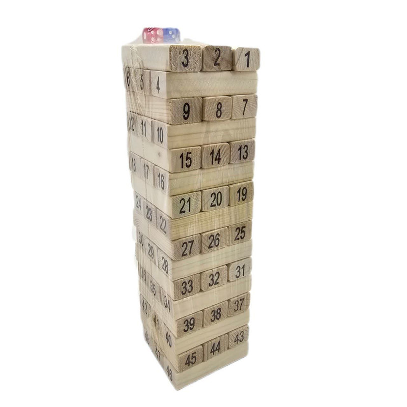 بازی فکری ناب سل مدل برج هیجان شامل 48 قطعه چوبی به همراه 2 عدد تاس کد The Tower of Excitement intellectual game includes 48 wooden pieces and 2 dice