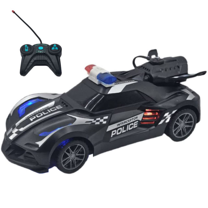 ماشین بازی کنترلی ناب سل مدل پلیس دودزا شارژی چراغدار کد INTERCEPTOR POLICE KMRC SPRAY CAR SCALE 1:20