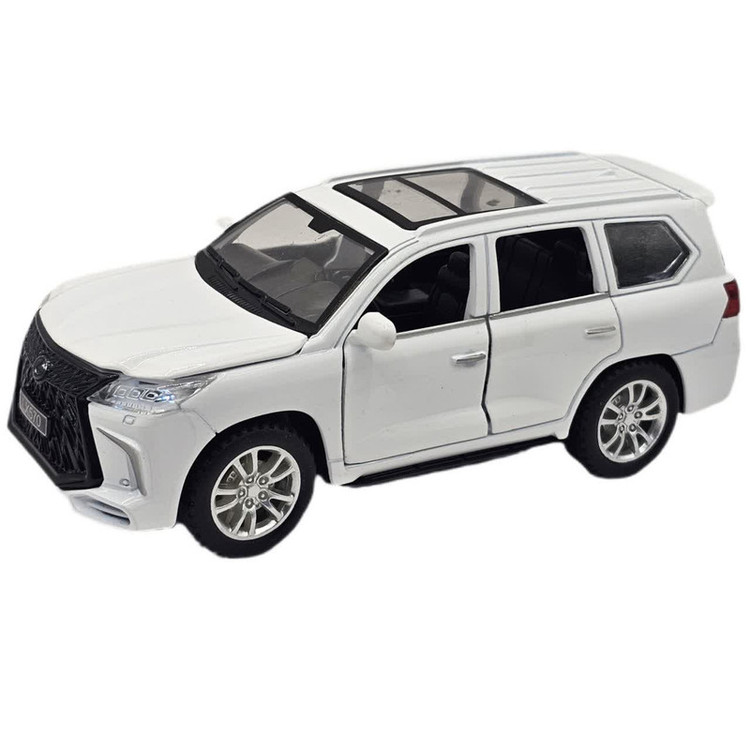 ماکت ماشین ناب سل مدل لکسوس فلزی چراغدار موزیکال عقب کش کد LEXUS LX570 SCALE1:28 به همراه استند